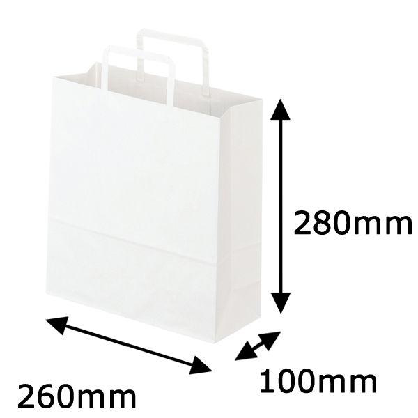 平紐クラフト紙手提袋薄型エコノミー260×280×100 白 1箱（300枚：50枚×6袋）  オリ...