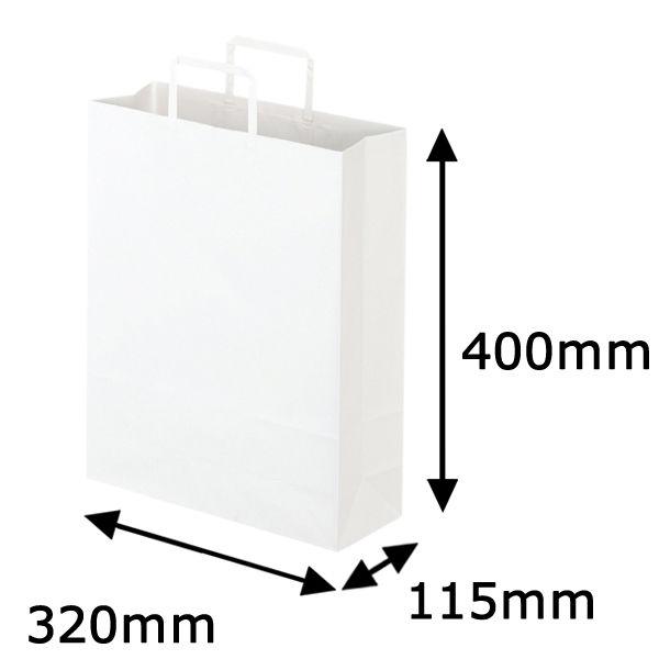 平紐 クラフト紙手提袋ベーシック320×400×115 白 1箱（300枚：50枚×6袋）  オリジ...