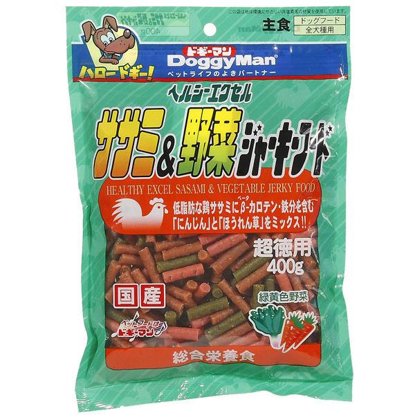 ドギーマン 超徳用 ヘルシージャーキー エクセルササミ＆野菜 国産 400g 1袋 ドッグフード 犬...