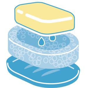 スポンジ石けん置き(皿つき) ブルー 1個 マーナの詳細画像2