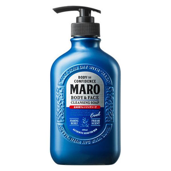 MARO（マーロ）ボディソープ 全身用クレンジングソープ クール ポンプ 本体 400ml