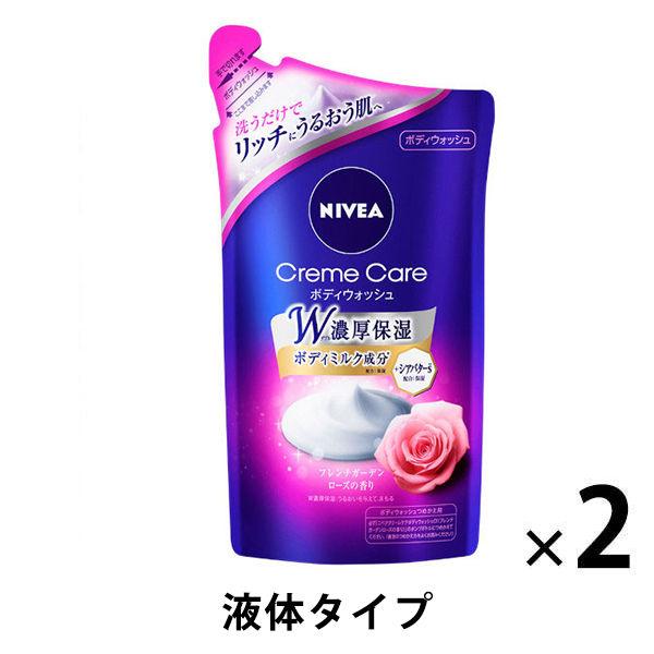 ニベア クリームケア ボディウォッシュ フレンチガーデンローズの香り 詰め替え 360ml 2個 ボ...