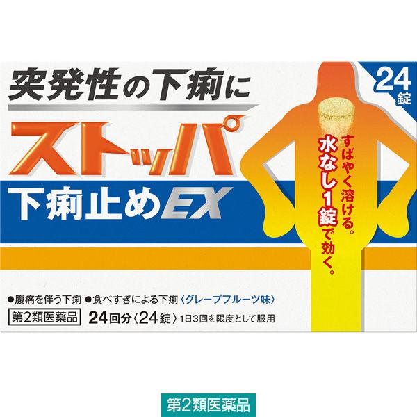 ストッパ下痢止めEX 24錠 ライオン　水なしで飲める　突発性の下痢に【第2類医薬品】