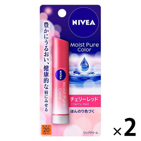 ニベア ナチュラル カラーリップ ブライトアップ チェリーレッド 3.5g SPF20 2個