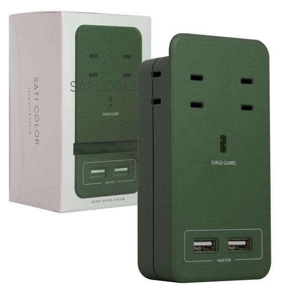 【アウトレット】ファーゴ SATI COLOR AC4個口 USB オリーブ CT221OV 1個
