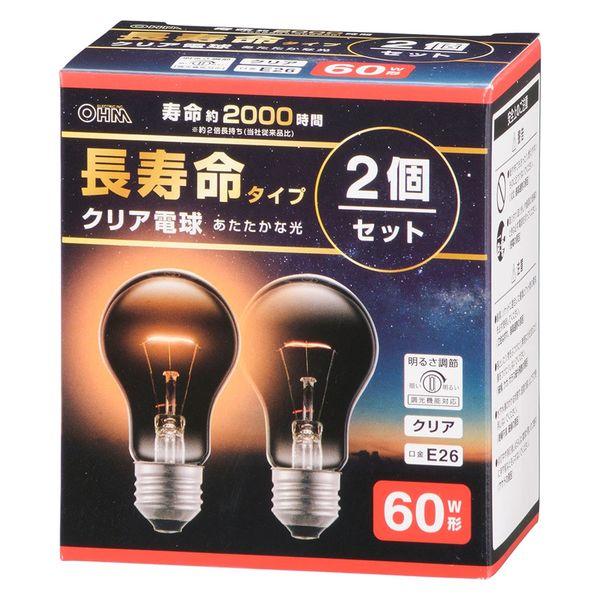 オーム電機 長寿命クリア電球60W2P 06-4755 1個