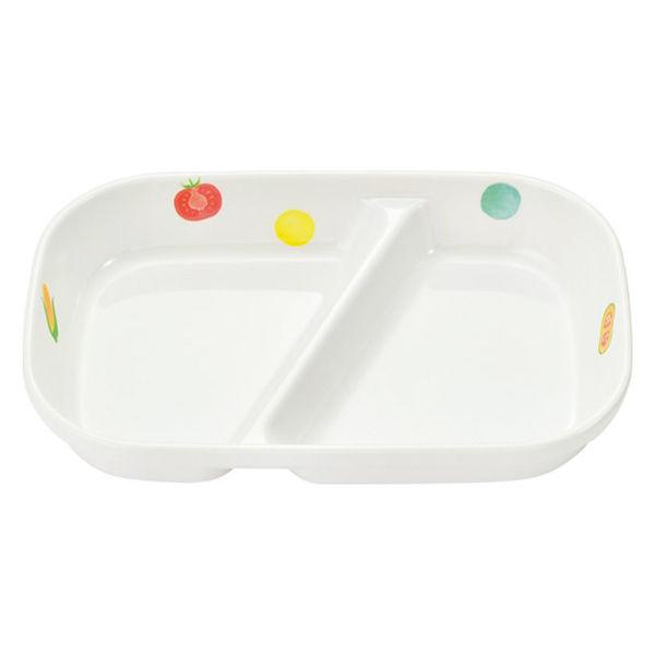 べじふる 角二つ仕切皿 大 180×120×32mm J32BH 1枚 メラミン食器 食洗機可 給食...