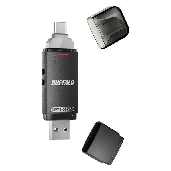 バッファロー USB3.2TypeーC/A高速帯 スティック型SSD 500GB ブラック SSD-...