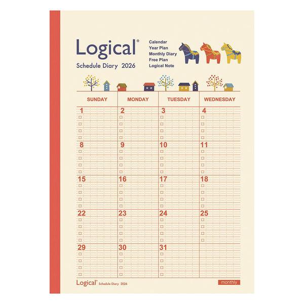【アウトレット】【2026年度版手帳】ナカバヤシ ロジカルダイアリー月間ノートタイプA B5 ウマ ...