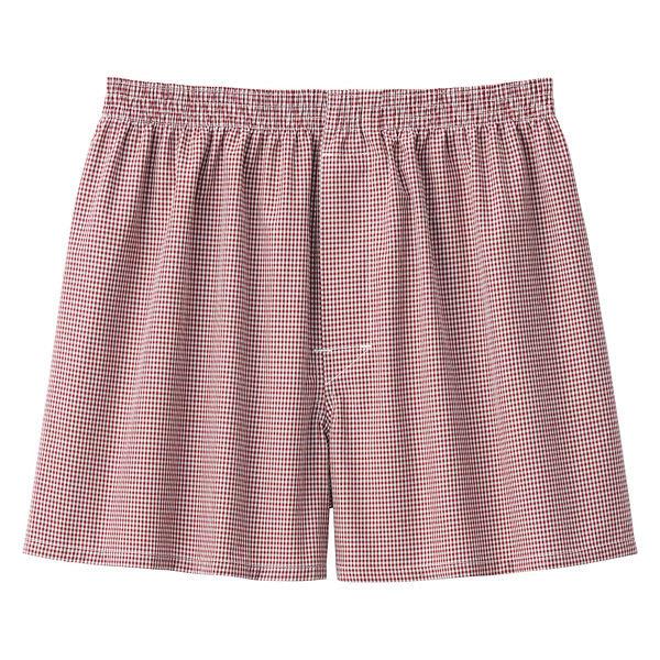 無印良品 メンズ　紳士 綿ブロード 前開き トランクス 紳士Ｌ バーガンディチェック 良品計画