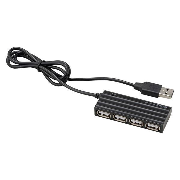 ナカバヤシ USB2.0 4ポートハブ 80cm ブラック UH-2624BK 1個