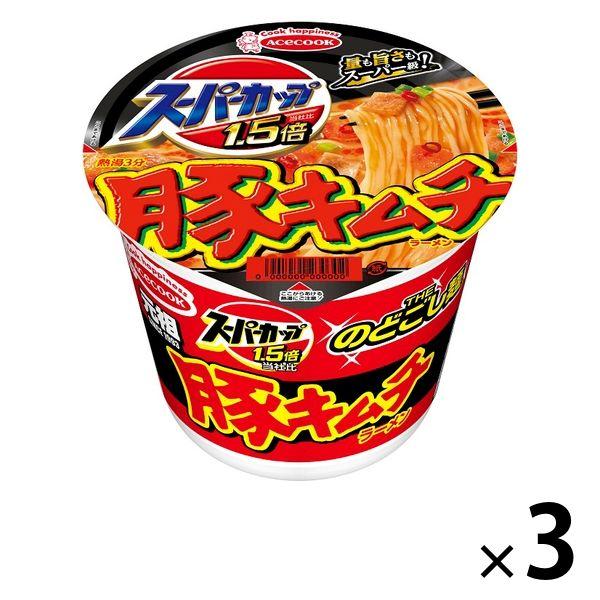 カップ麺 スーパーカップ1.5倍 豚キムチラーメン 107g 1セット（3個） エースコック