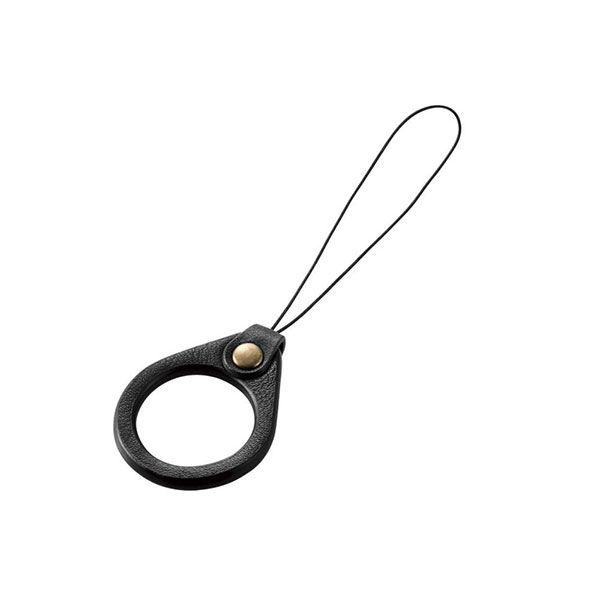エレコム スマートフォン用ストラップ/リングストラップ/レザー/ブラック P-STF03BK 1個