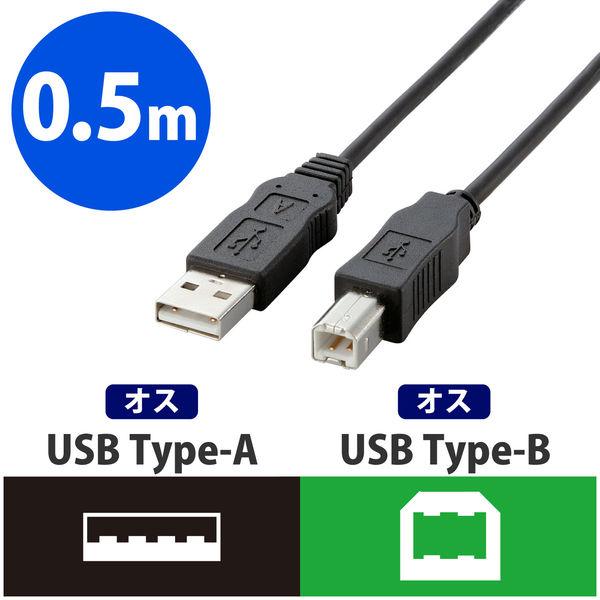 エレコム RoHS対応USBケーブル/0.5m/ブラック USB2-ECO05 1本