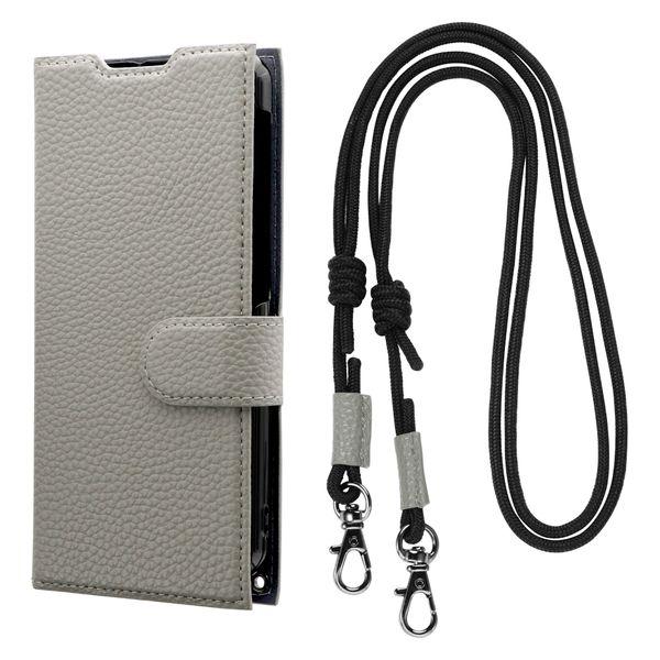 MSソリューションズ Galaxy A23 5G ショルダーストラップ付PUレザーケース ライトグレ...