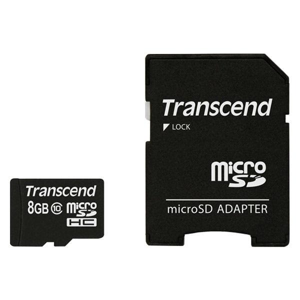 トランセンド microSDHCカード 8GB class10(SD変換アダプタ付) TS8GUSD...