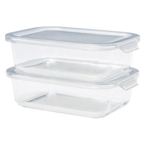 耐熱ガラス 2P 保存容器M 500ｍL 1個（2個セット） 電子レンジ・食洗器対応 シービージャパン