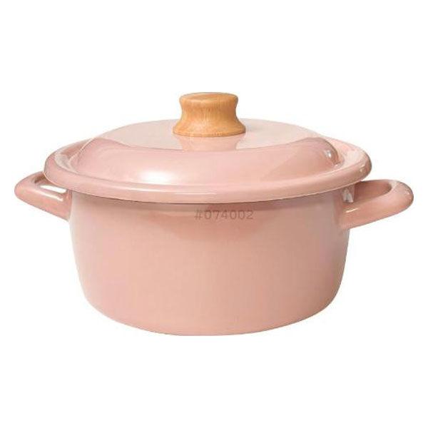 両手鍋 20cm ホーロー アッシュピンク CTP-20W.AP 1個 IH・ガス火対応 富士ホーロ...