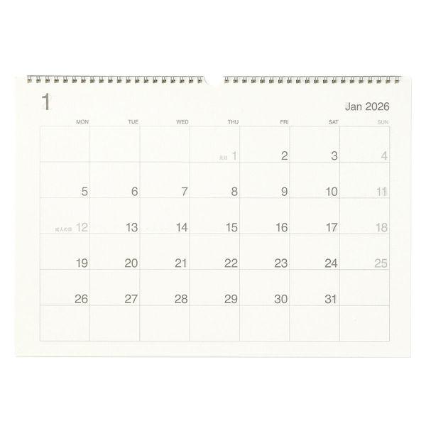 SALE 無印良品 バガス入りペーパー月曜始まり壁掛けカレンダー ２０２６年１月〜１２月 Ａ３横型 ...