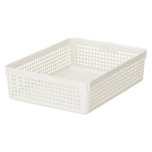 収納バスケット メッシュバスケット Ａ4 ホワイト　幅24.4×奥行33.2×高さ8.7cm　1個 オリジナル