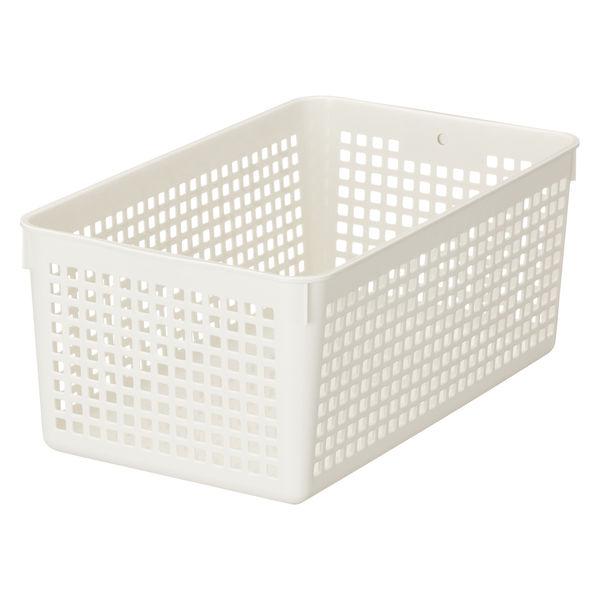 収納バスケット  メッシュバスケット ワイド ホワイト　幅16.8×奥行29×高さ11.8cm　1個...