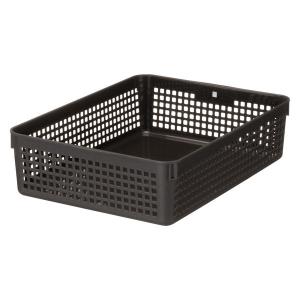 収納バスケット メッシュバスケット Ａ4 ダークグレー　幅24.4×奥行33.2×高さ8.7cm　1個 オリジナル