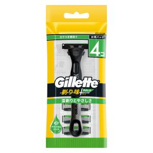 【アウトレット】ジレット（Gillette） 剃り味プラス やさしさ 髭剃り カミソリ 男性 本体+替刃4個付 P＆G