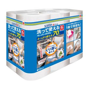 洗って使えるペーパータオル 1個（70カット×6ロール）スコッティ 洗える キッチンペーパー 日本製紙クレシア