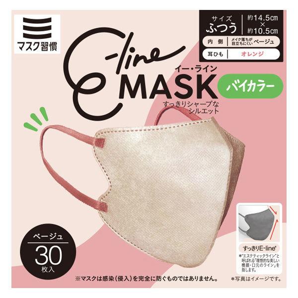 伊藤忠リーテイルリンク Eーlineマスク ベージュ×オレンジ 1箱（30枚入）