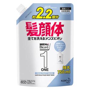 メンズビオレ ONE 髪顔体 オールインワン全身洗浄料 清潔感のあるフルーティーサボンの香り 大容量 750ml ボディソープ 詰め替え 1個