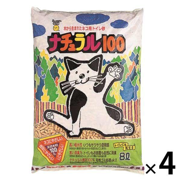 スーパーキャット 猫砂 木製 ナチュラル100 国産 8L 4袋