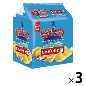 5個パック ポテトチップス じゃがいもと塩 3袋 湖池屋 スナック菓子 おつまみ
