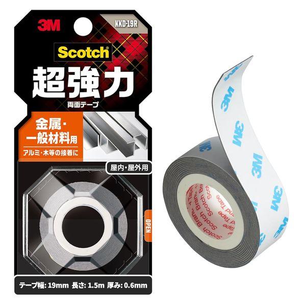 スリーエム(3M) スコッチ 超強力両面テープ 金属・一般材料用 幅19mm×長さ1.5m 1巻 K...