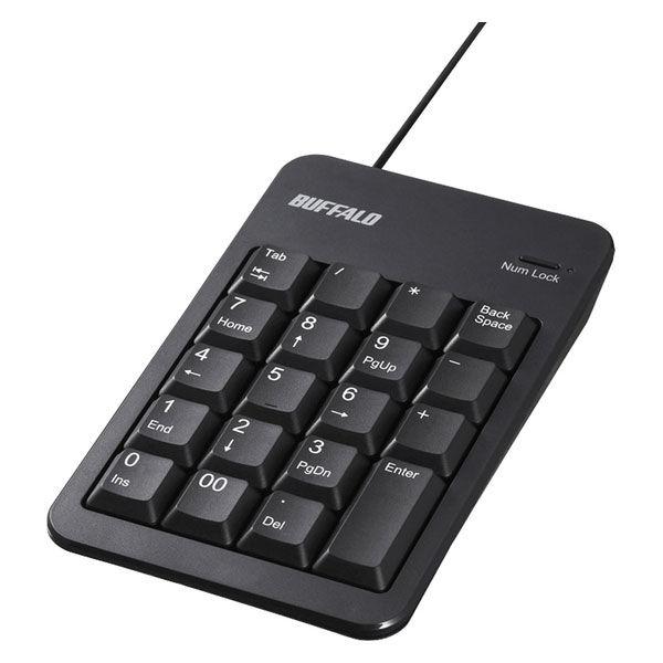 バッファロー 有線テンキーボード Tabキー/USBハブ付き メンブレン ブラック BSTKH100...