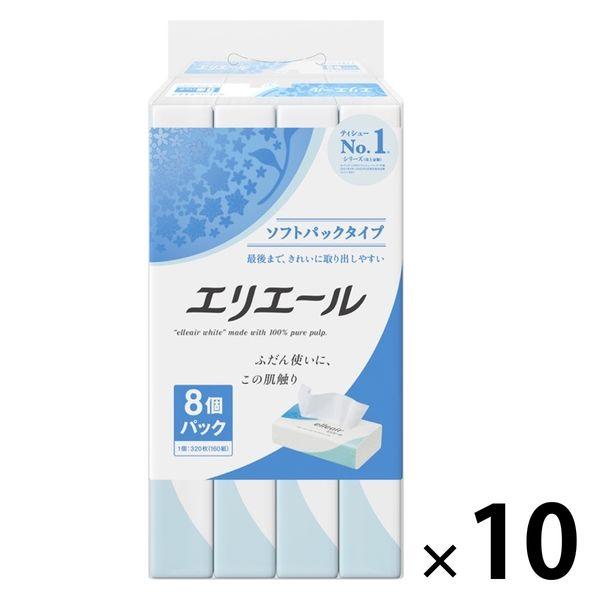 ティッシュペーパー 160組（8個入）エリエールソフトパックティシュー 1ケース（10パック） 大王...