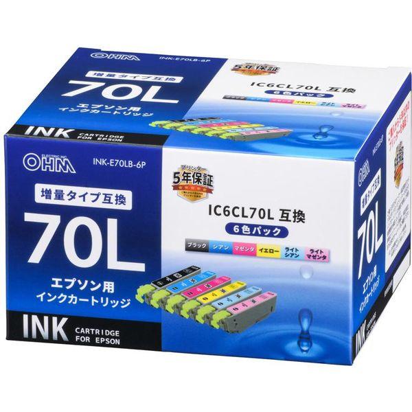 エプソン（EPSON）用 互換インク INK-E70LB-6P （IC6CL70L互換） 1パック（...