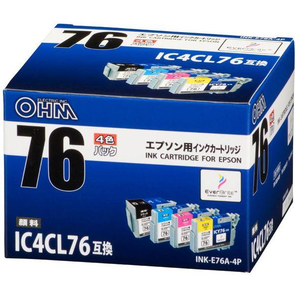 エプソン（EPSON）用 互換インク INK-E76A-4P （IC4CL76互換） 1パック（4色...