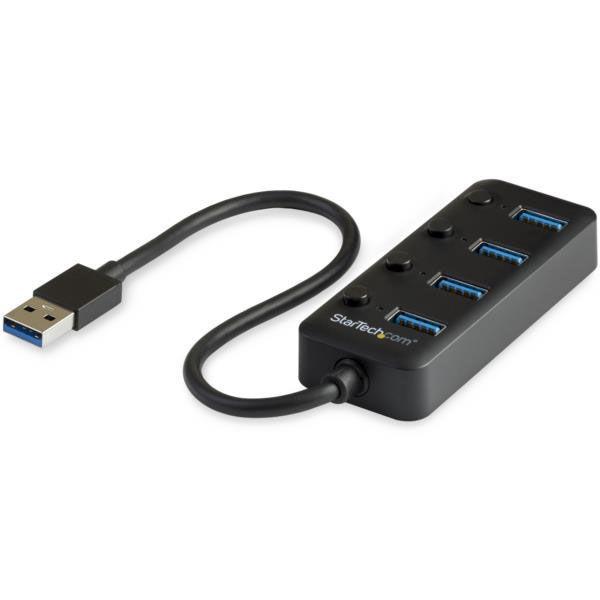 USBハブ　USB-A x4ポート　オン/オフスイッチ付き　HB30A4AIB　1個　StarTec...