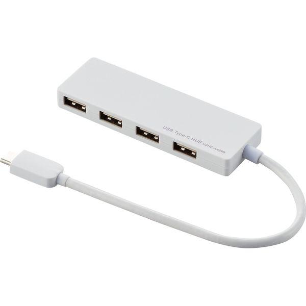 エレコム USB2.0HUB/Type-C/Aメス4ポート/バスパワー/15cmケーブル/ホワイト ...