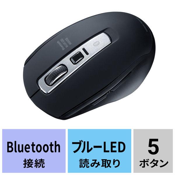 ワイヤレスマウス　無線　Bluetooth　静音　5ボタン　中型サイズ　ブルーLED　MA-BTBL...