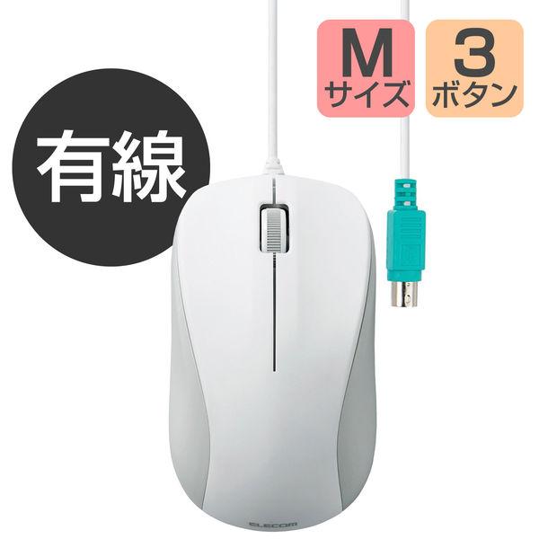 マウス 有線マウス PS/2 光学式 3ボタン ホワイト 簡易包装 M-K6P2RWH/RS エレコ...