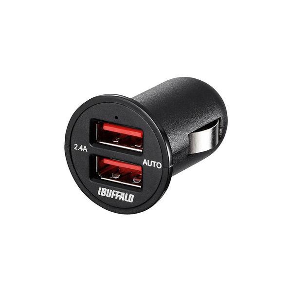 バッファロー 2.4A シガーソケット用USB急速充電器 Aut BSMPS2401P2BK 1台