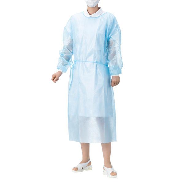 【アウトレット】アスクル ラミネート加工不織布ガウン 個包装 ブルー AK7126B 1袋（5枚入）...