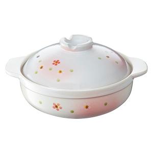 イシガキ 土鍋 直火 10号 ピンク ホワイト 花の香 1個 土鍋の商品画像