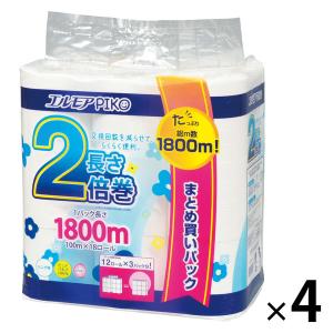 トイレットペーパー 18ロール バルプ 花の香り シングル 100m エルモアピコ 2倍巻 1セット（18巻入×4）カミ商事