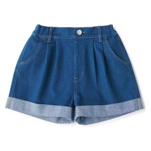 【SALE】 無印良品 ストレッチデニムショートパンツ キッズ 140 インディゴブルー 良品計画 子ども用半ズボン、ハーフパンツの商品画像