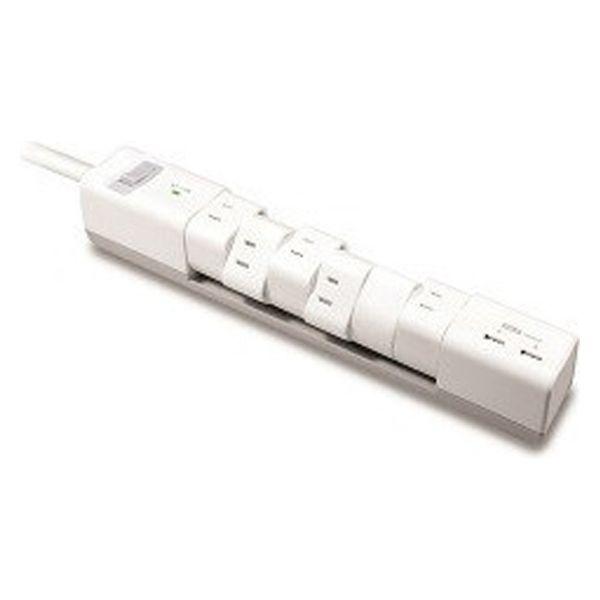 延長コード 1.8m 可動式電源タップ（回転：6個口+USBポート×2） 雷サージ付 S9P602 ...