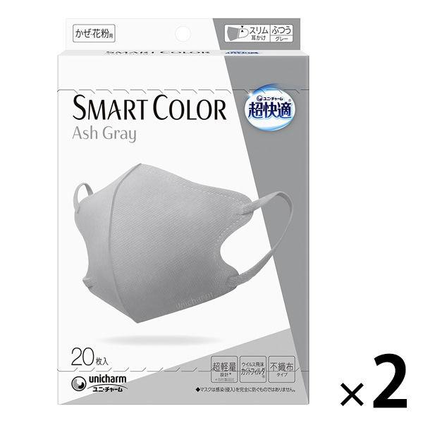 超快適マスク SMART COLOR（スマート カラー） アッシュグレー ふつう 1セット（20枚×...