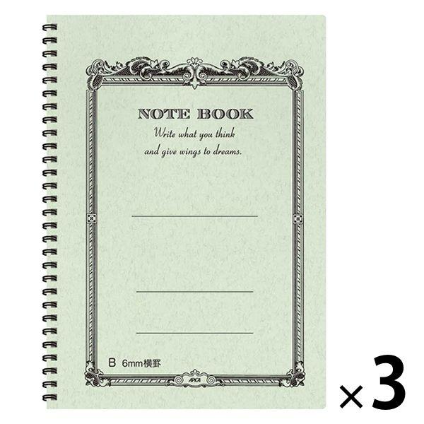 【アウトレット】日本ノート アピカノートTR セミB5 B罫 40枚 SW6B40 3冊　レトロ調