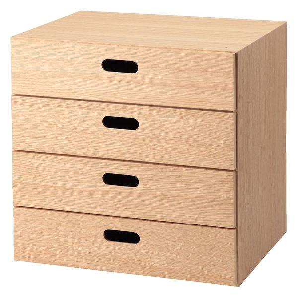 無印良品 スタッキングチェスト （引出し4段タイプ） オーク材突板 幅37×奥行28×高さ37cm ...